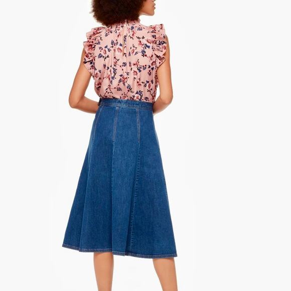 $248 KATE SPADE NWT Pink & Navy Blue Floral Ruffle Blouse Top – Small - Picture 12 of 13